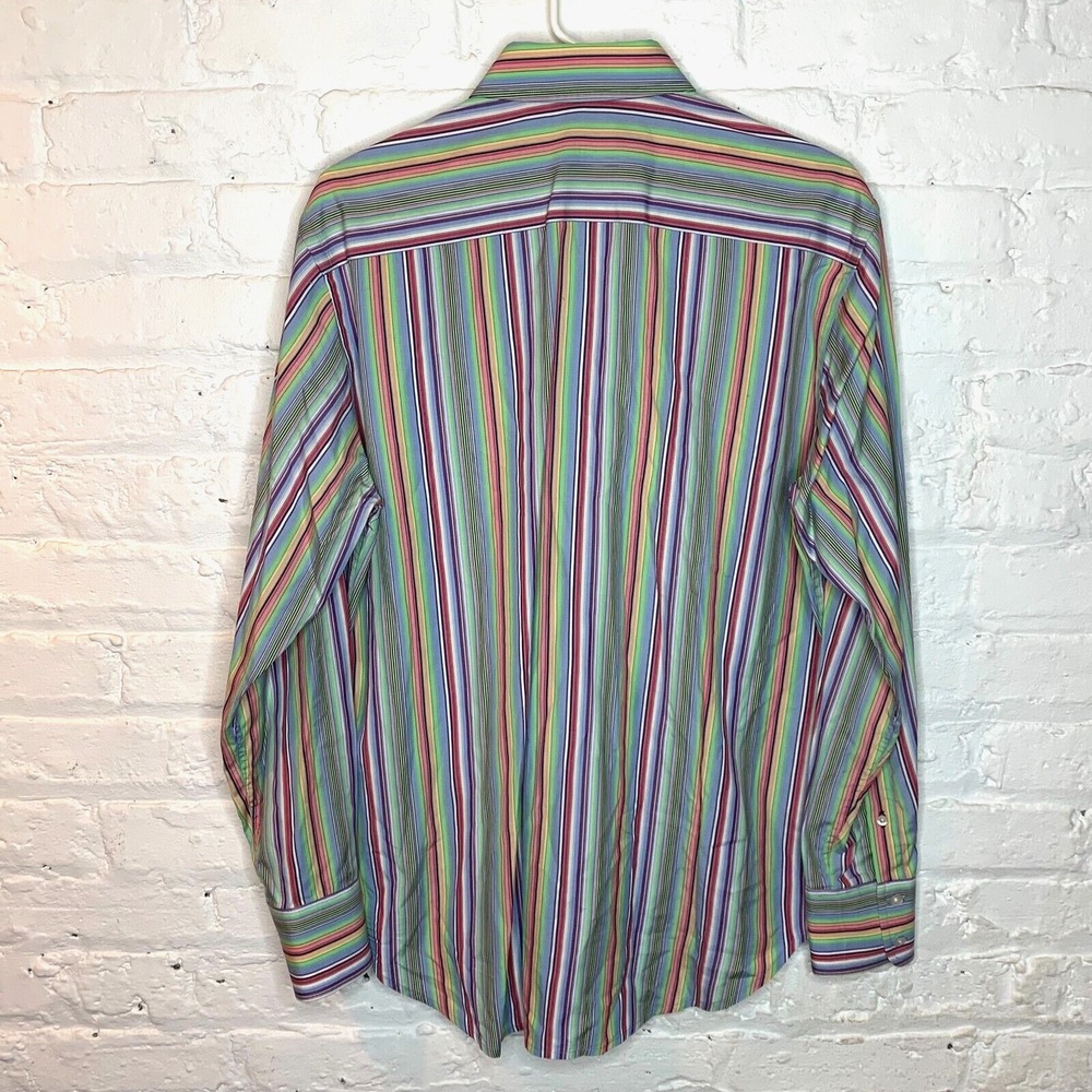 Robert Graham Mens Medium Multicolor Flip Cuff Striped Shirt LS Button Front - Picture 3 of 4